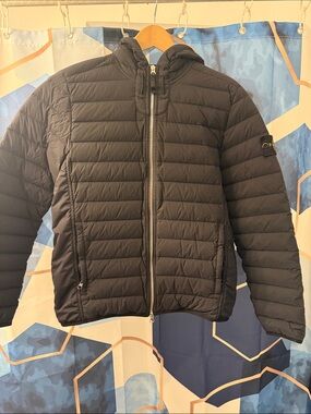 Stone Island Loom Woven Down Chambers Stretch Nylon-TC Jacket Puffer Black | S